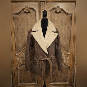 Vintage Winlet Leather Sherpa Bomber Jacket Size M